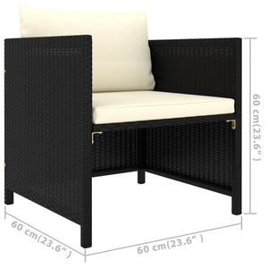 vidaXL 5-piece Garden Lounge Set with Cushions Poly Rattan Black