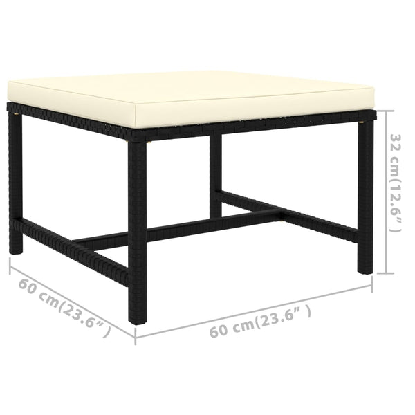 vidaXL 6-Piece Garden Lounge Set with Cushions Poly Rattan Black