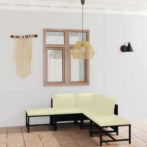 vidaXL 6-Piece Garden Lounge Set with Cushions Poly Rattan Black