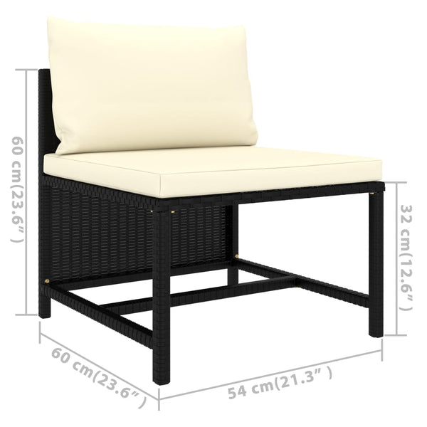 vidaXL 6-Piece Garden Lounge Set with Cushions Poly Rattan Black