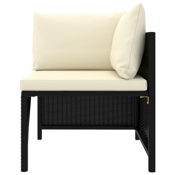 vidaXL 7-Piece Garden Lounge Set with Cushions Poly Rattan Black