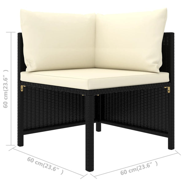 vidaXL 9-piece Garden Lounge Set with Cushions Poly Rattan Black