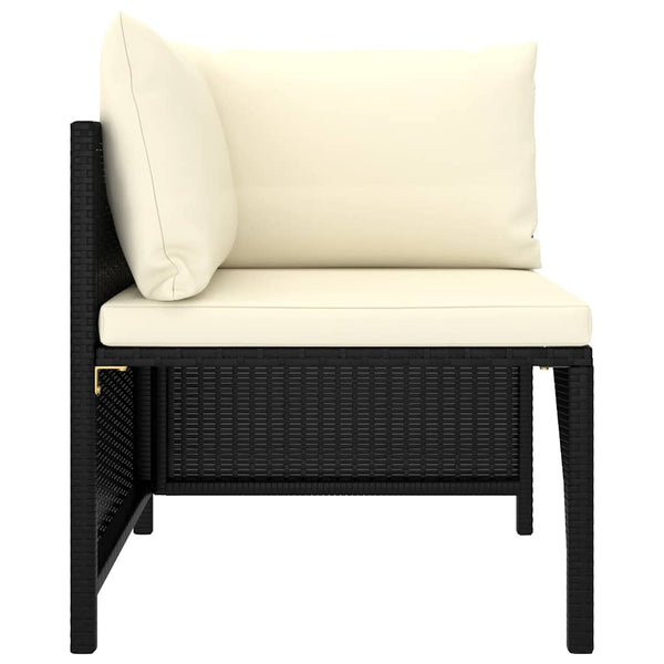 vidaXL 8-piece Garden Lounge Set with Cushions Poly Rattan Black