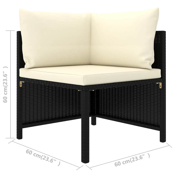 vidaXL 8-piece Garden Lounge Set with Cushions Poly Rattan Black