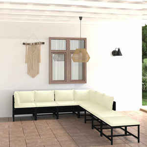 vidaXL 8-piece Garden Lounge Set with Cushions Poly Rattan Black