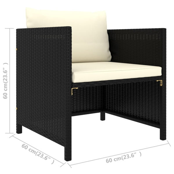 vidaXL 8-piece Garden Lounge Set with Cushions Poly Rattan Black