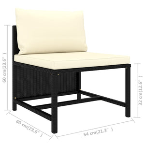 vidaXL 8-piece Garden Lounge Set with Cushions Poly Rattan Black