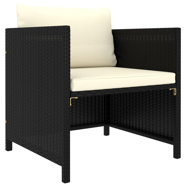 vidaXL 12-Piece Garden Lounge Set with Cushions Poly Rattan Black
