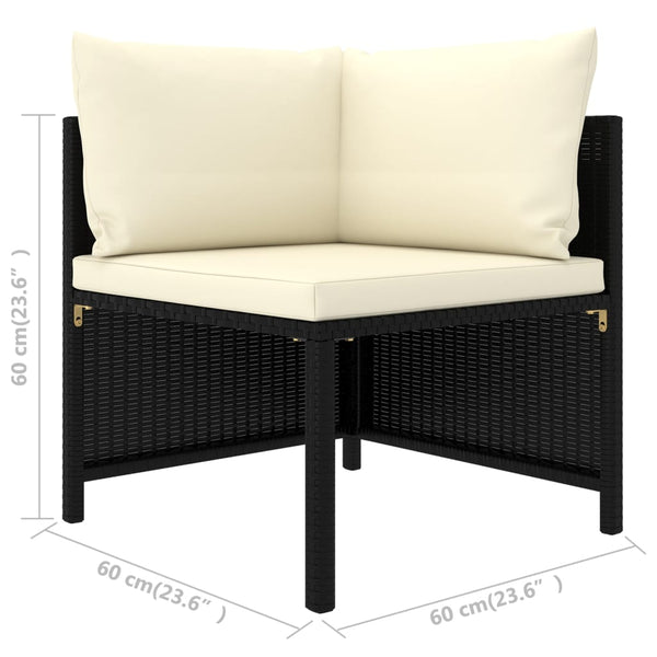 vidaXL 12-Piece Garden Lounge Set with Cushions Poly Rattan Black