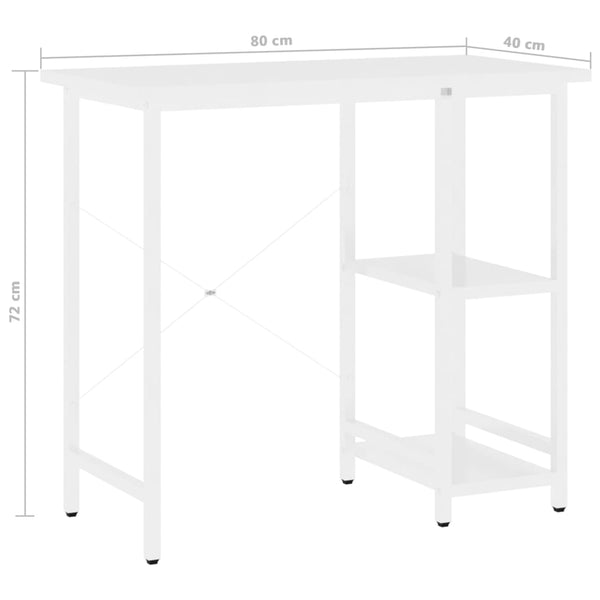 vidaXL Computer Desk White 80x40x72 cm MDF and Metal