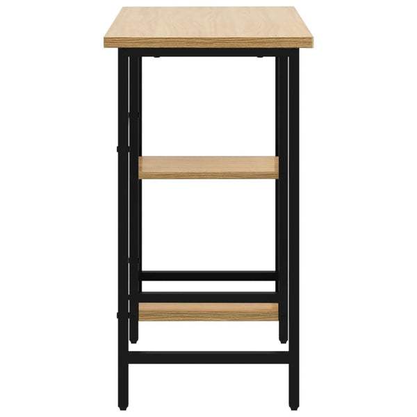 vidaXL Computer Desk Black and Light Oak 80x40x72 cm MDF and Metal