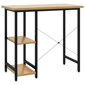 vidaXL Computer Desk Black and Light Oak 80x40x72 cm MDF and Metal