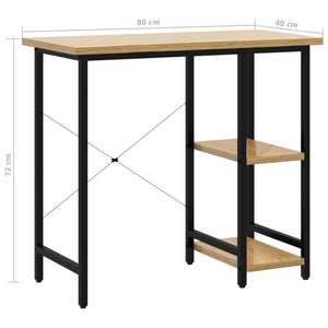 vidaXL Computer Desk Black and Light Oak 80x40x72 cm MDF and Metal