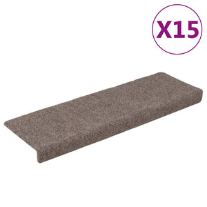 vidaXL Self-Adhesive Stair Mats 15 pcs. 65x21x4 cm Beige Rectangular Edge