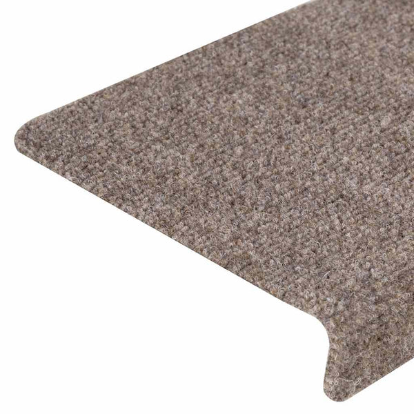 vidaXL Self-Adhesive Stair Mats 15 pcs. 65x21x4 cm Beige Rectangular Edge