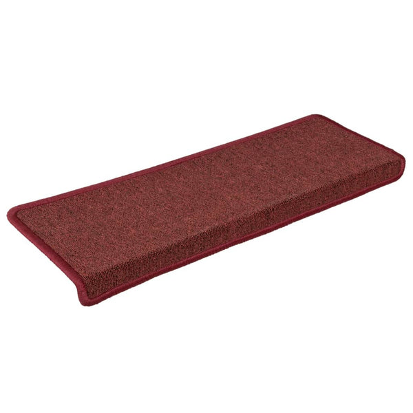 vidaXL Stair Mats 15 pcs. 65x21x4 cm Bordeaux Rectangular Edge