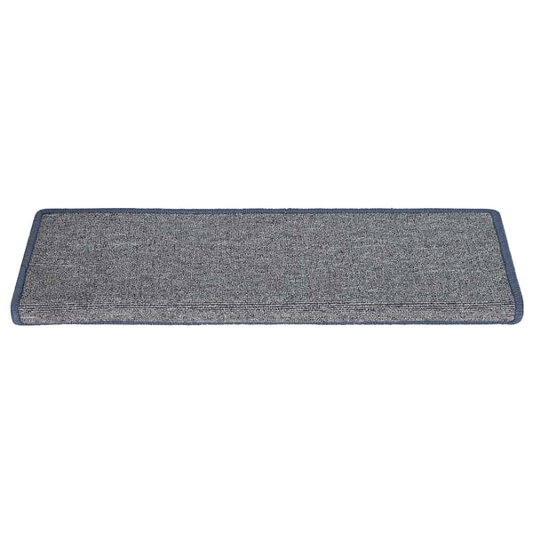 vidaXL Stair Mats 15 pcs. 65 x 21 x 4 cm Light Grey and Blue Rectangular Edge