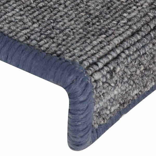 vidaXL Stair Mats 15 pcs. 65 x 21 x 4 cm Light Grey and Blue Rectangular Edge