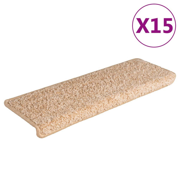 vidaXL Stair Mats 15 pcs. 65x21x4 cm Gold Rectangular Edge
