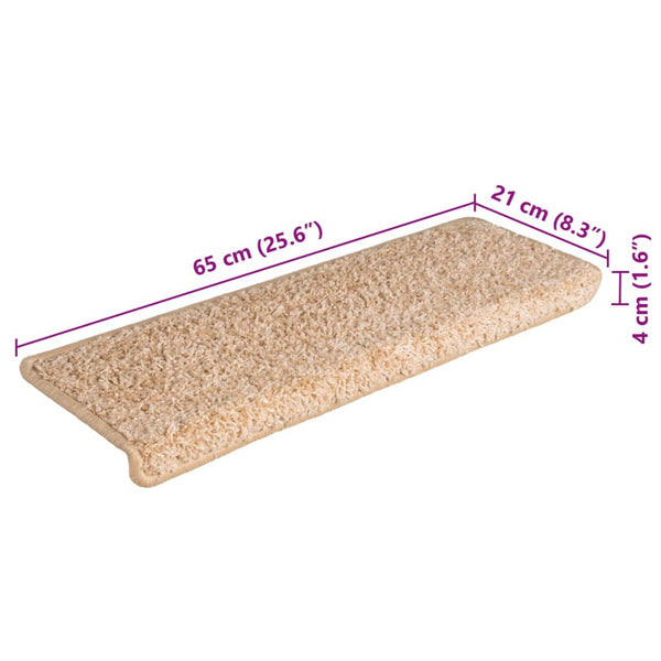 vidaXL Stair Mats 15 pcs. 65x21x4 cm Gold Rectangular Edge
