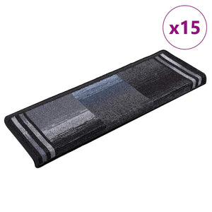 vidaXL Self-Adhesive Stair Mats 15 pcs. 65x21x4 cm Black and Grey