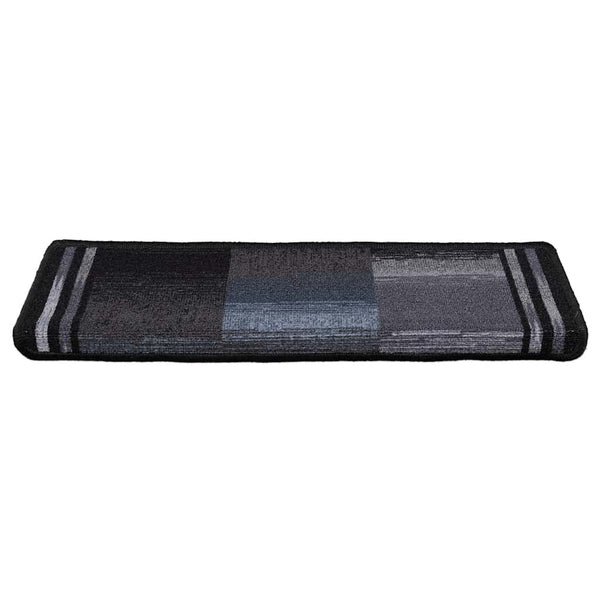vidaXL Self-Adhesive Stair Mats 15 pcs. 65x21x4 cm Black and Grey