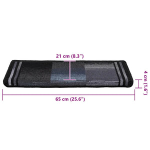 vidaXL Self-Adhesive Stair Mats 15 pcs. 65x21x4 cm Black and Grey