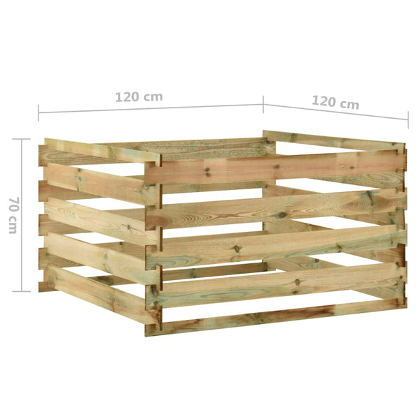 vidaXL Slat Composter 120x120x70 cm Impregnated Pine Wood