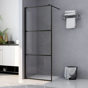 vidaXL Walk-in Shower Screen Tempered Clear Glass Black 100x195 cm
