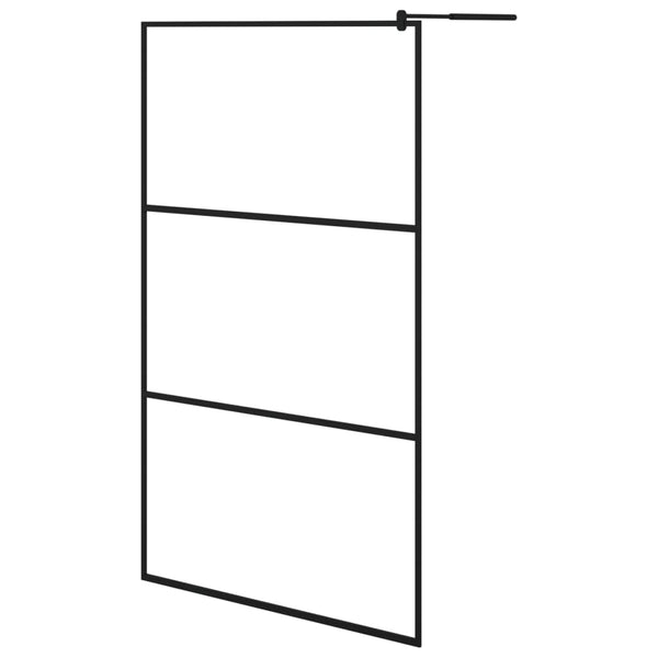 vidaXL Walk-in Shower Screen Tempered Glass Black 115x195 cm