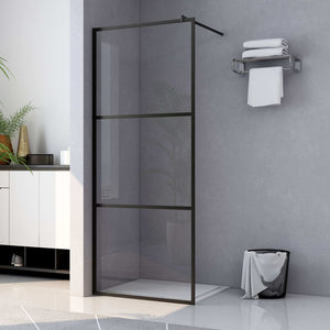 vidaXL Walk-in Shower Screen Tempered Glass Black 115x195 cm