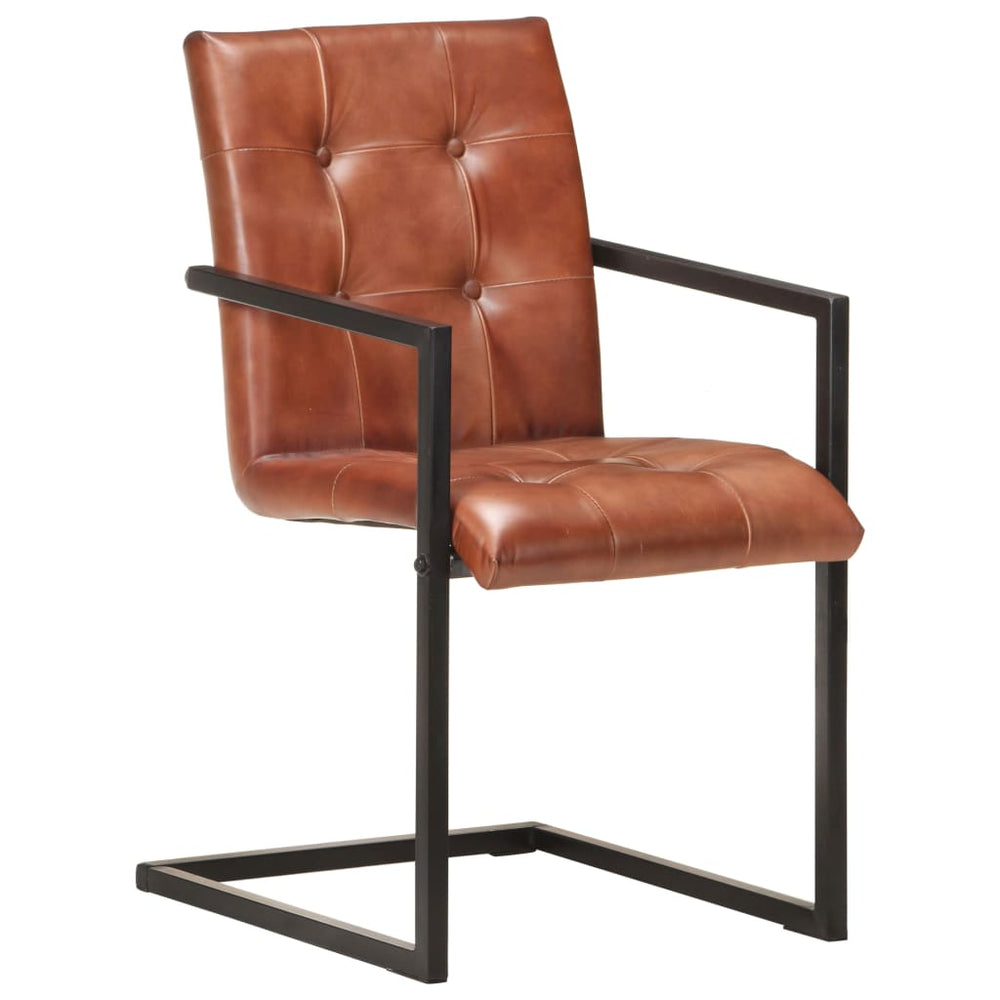 vidaXL Cantilever Chairs 6 pcs Brown Genuine Leather