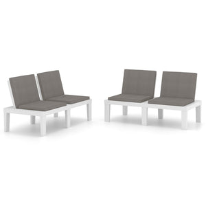 vidaXL Garden Benches with Cushions 2 pcs. Plastic White