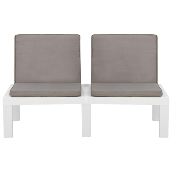 vidaXL Garden Benches with Cushions 2 pcs. Plastic White