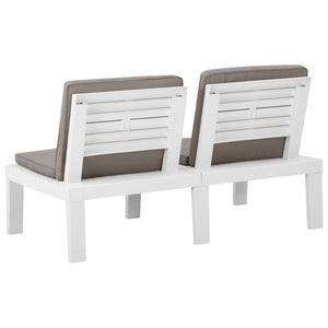 vidaXL Garden Benches with Cushions 2 pcs. Plastic White