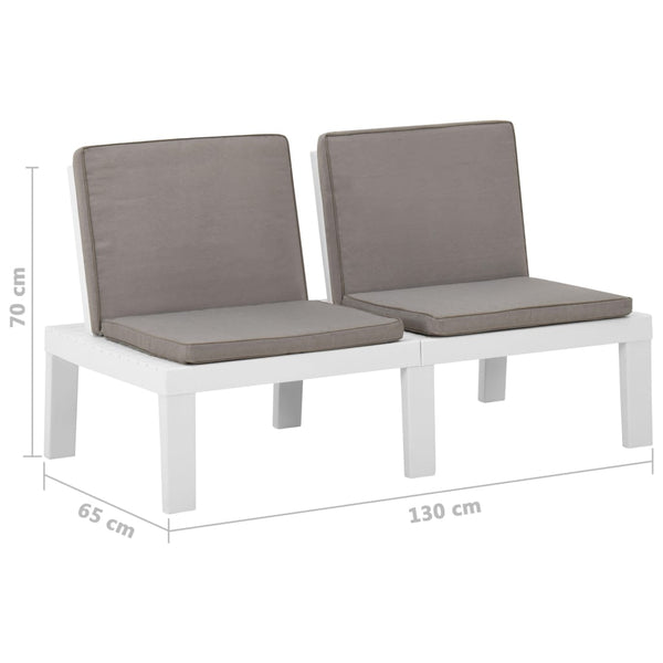 vidaXL Garden Benches with Cushions 2 pcs. Plastic White