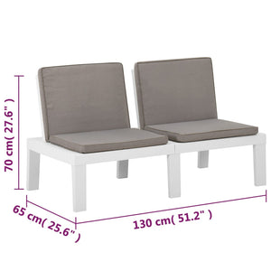 vidaXL 3-Piece Garden Lounge Set with Cushions Plastic White