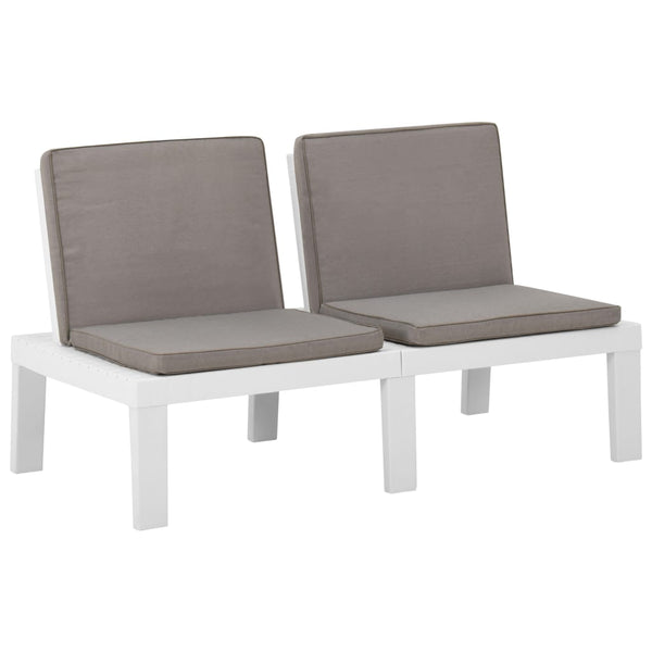 vidaXL 3-Piece Garden Lounge Set with Cushions Plastic White