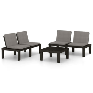 vidaXL 3-Piece Garden Lounge Set with Cushions Plastic Grey