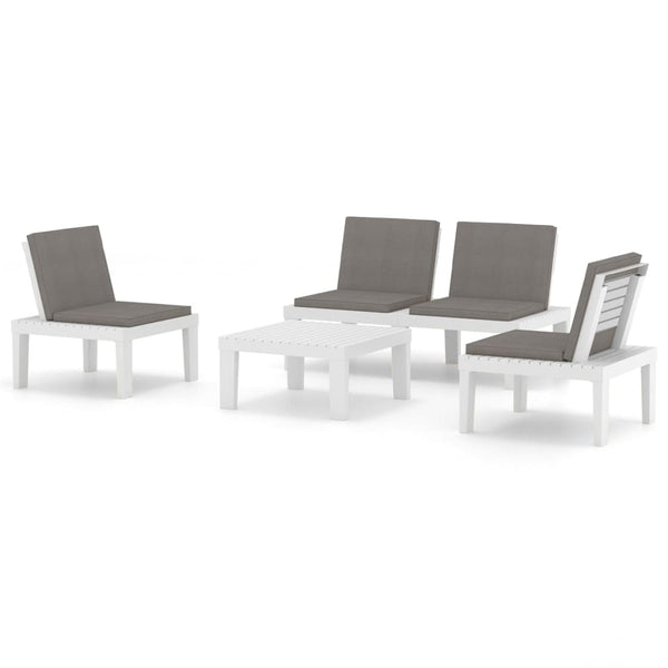 vidaXL 4-Piece Garden Lounge Set with Cushions Plastic White