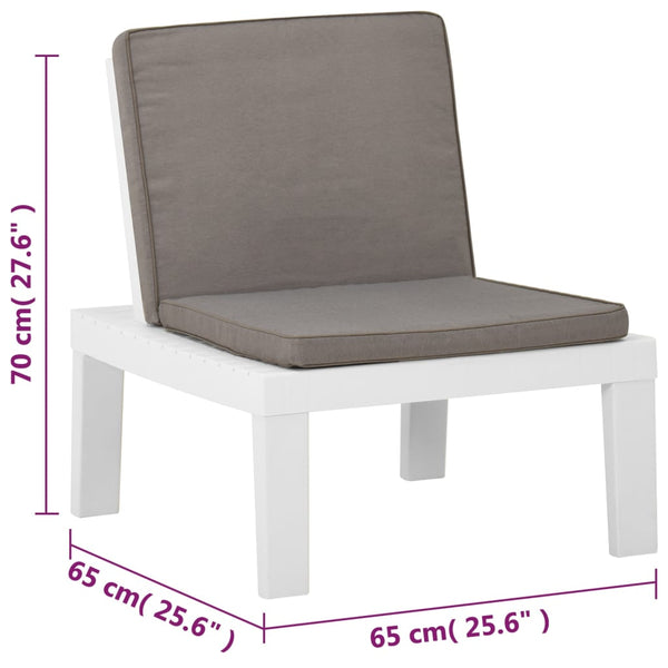 vidaXL 4-Piece Garden Lounge Set with Cushions Plastic White