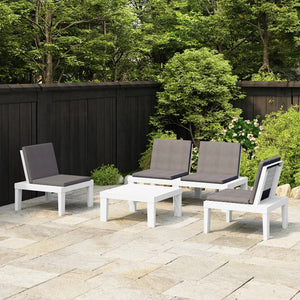 vidaXL 4-Piece Garden Lounge Set with Cushions Plastic White
