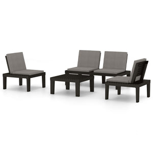 vidaXL 4-Piece Garden Lounge Set with Cushions Plastic Grey