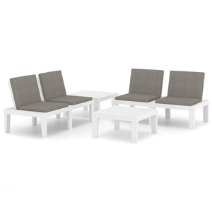 vidaXL 4-Piece Garden Lounge Set with Cushions Plastic White