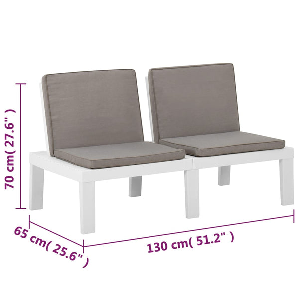 vidaXL 4-Piece Garden Lounge Set with Cushions Plastic White