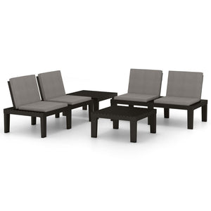 vidaXL 4-piece Garden Lounge Set with Cushions Plastic Grey