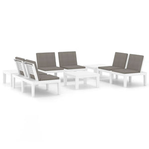 vidaXL 6-piece Garden Lounge Set with Cushions Plastic White