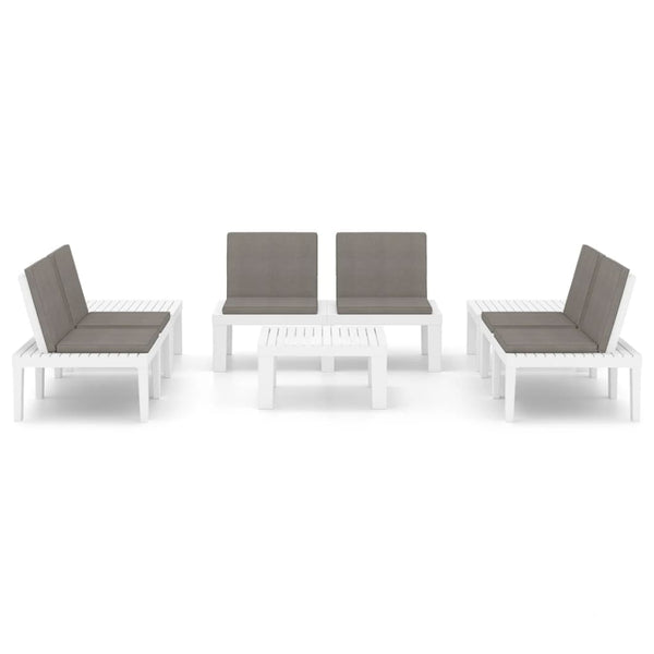 vidaXL 6-piece Garden Lounge Set with Cushions Plastic White