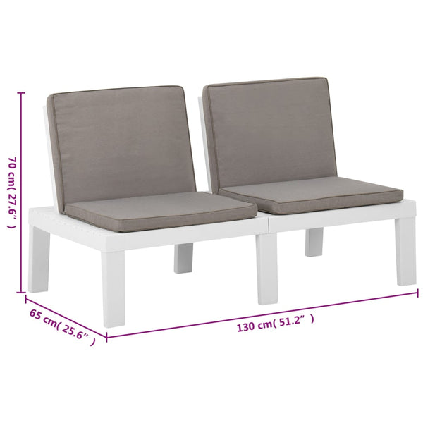 vidaXL 6-piece Garden Lounge Set with Cushions Plastic White