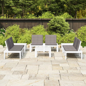 vidaXL 6-piece Garden Lounge Set with Cushions Plastic White